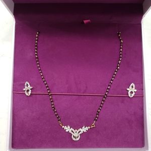 New 💖 Black beads with White Stones Ethnic Indian Mangalsutra Necklace …